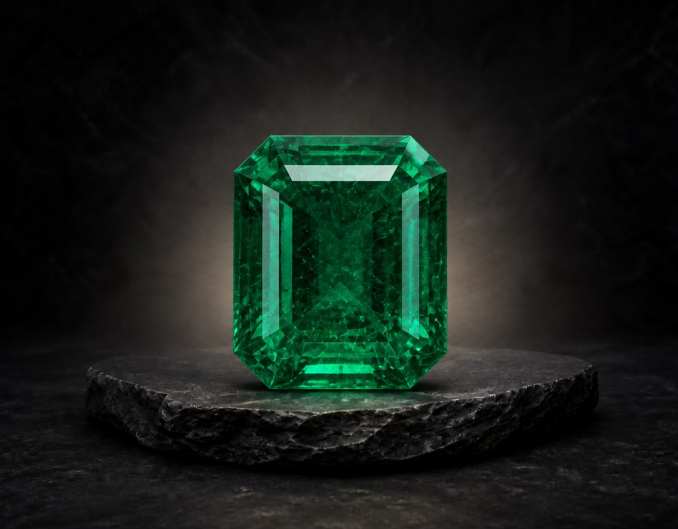 An emerald is a precious green gemstone made of the mineral beryl, colored by trace amounts of chromium or vanadium. Ranking 7.5 to 8 on the Mohs hardness scale, emeralds are the traditional birthstone for May and are prized for their rich green or bluish-green hues.